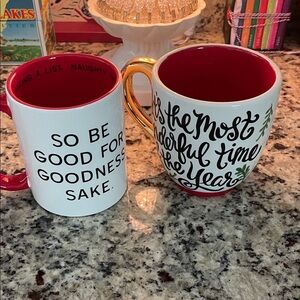 Holiday Mug Set - Red and Gold Accents